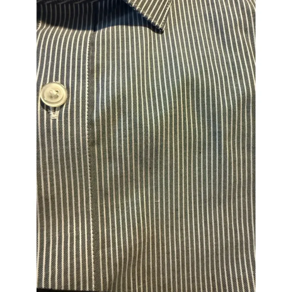 Banana Republic Non-Iron Slim Fit Dress Shirt, Gray White Pinstripe, Men's Large